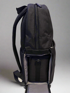 open side view of backpack